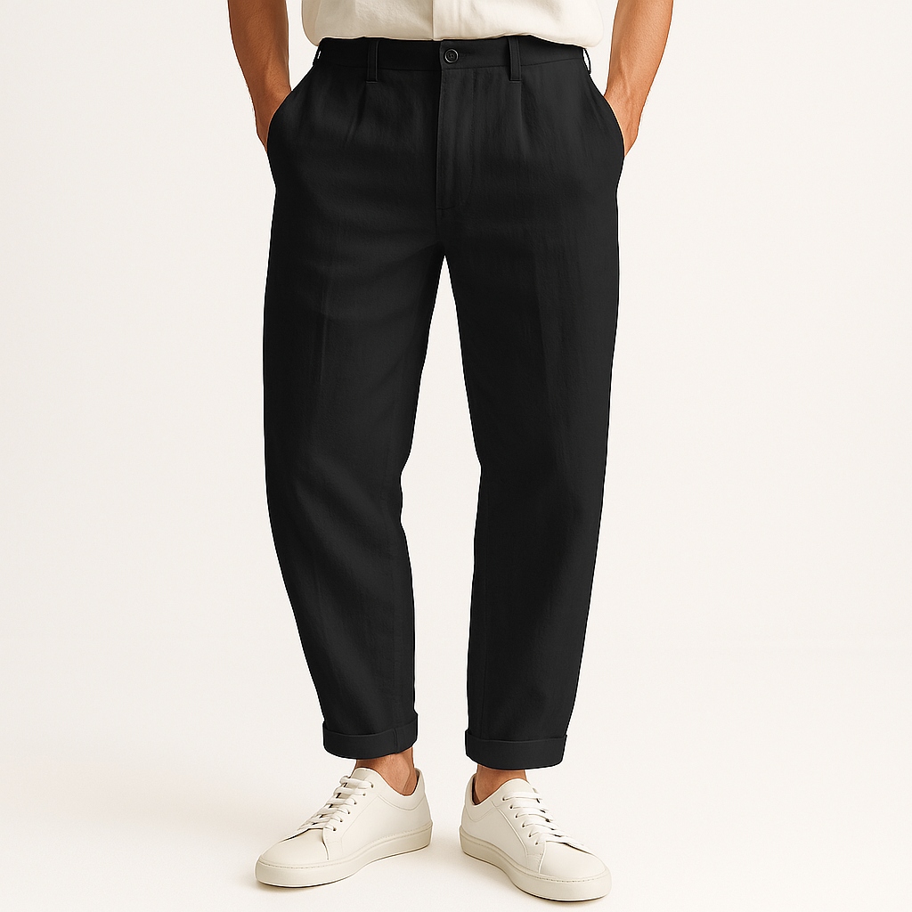 Riviera Linen Straight-Cut Pants